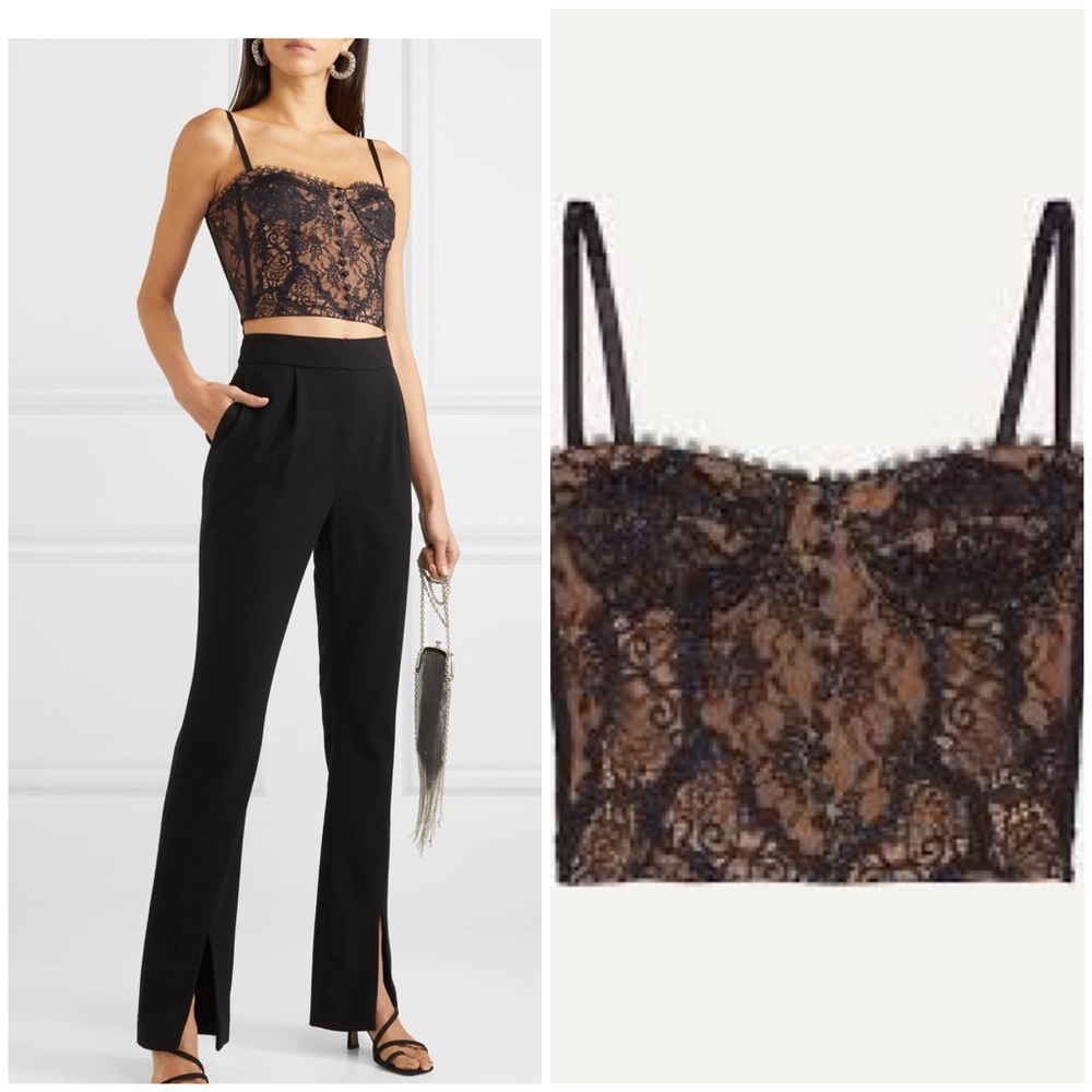 Jonathan Simkhai Black and Tan Lacey Bustier Camisole